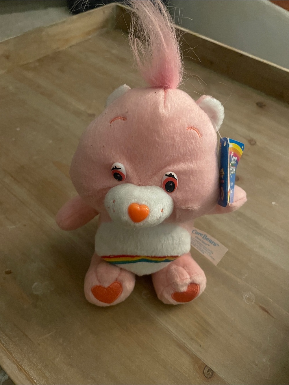 Care Bears Cheer 2002 Pink Plush with Rainbow Belly new with tags